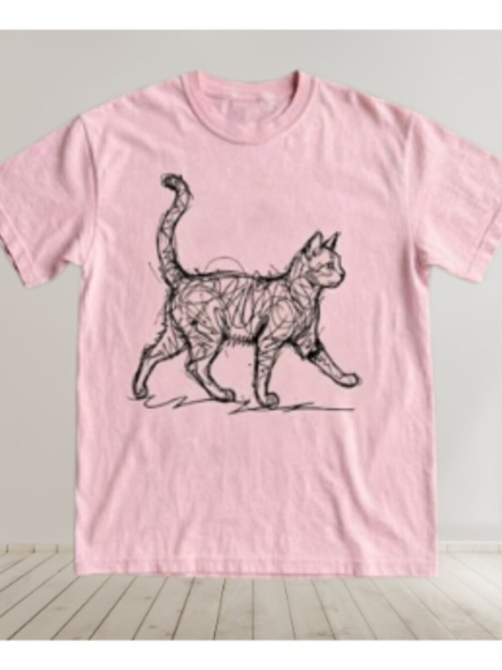 Abstract Cat Line Art T-Shirt